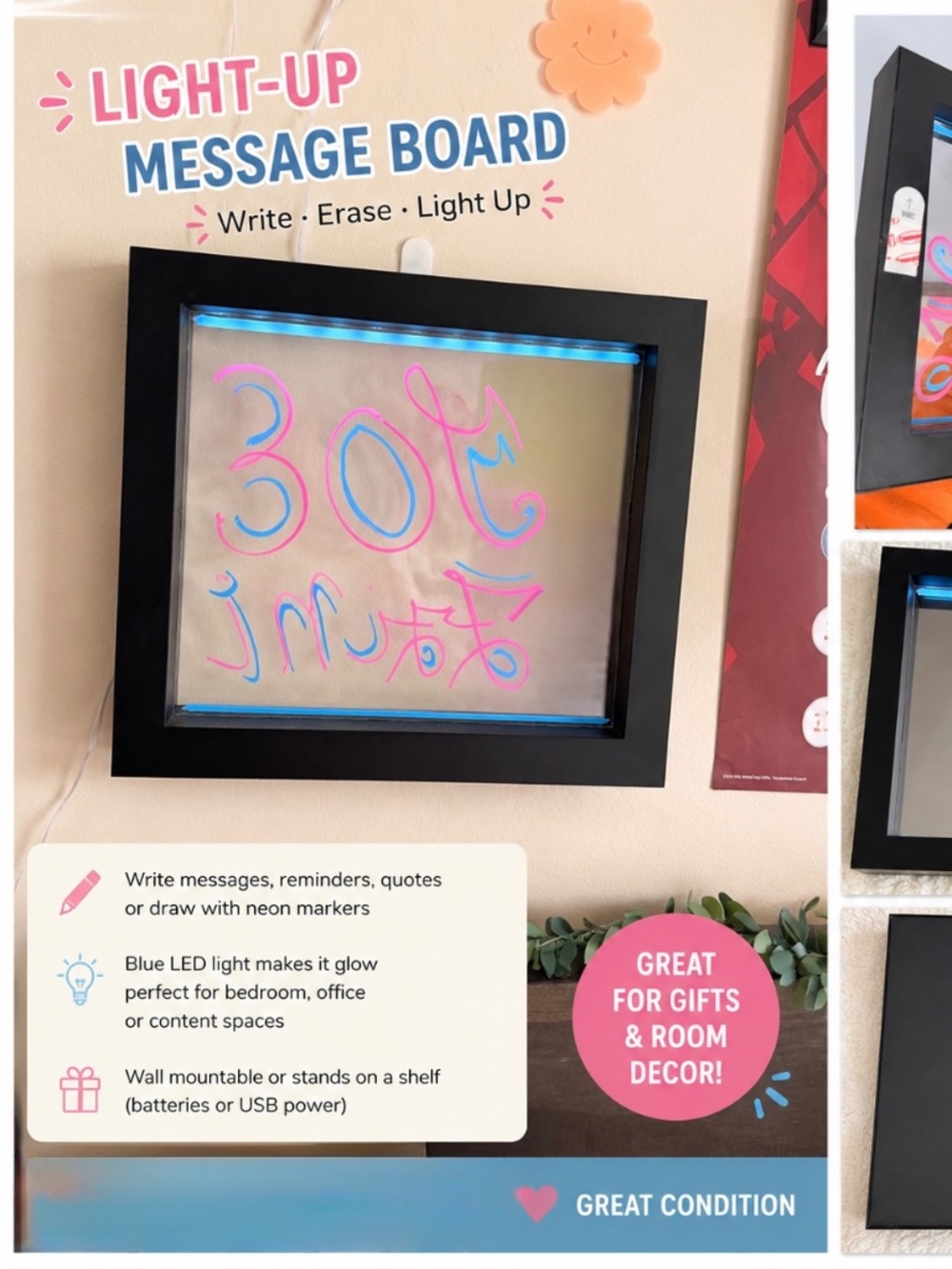 Small Light-Up Message Board / Mirror Board